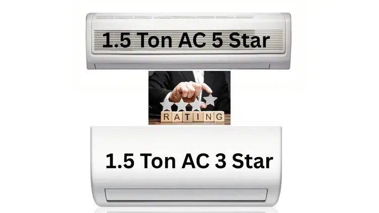 3 star vs 5 star AC electricity consumption comparison with energy savings