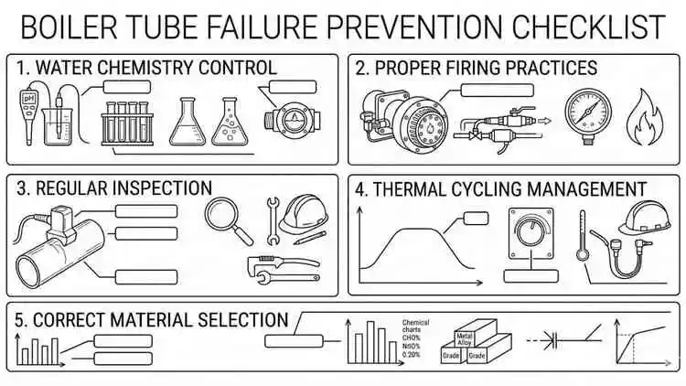 Boiler tube failure prevention checklist covering water chemistry and inspection