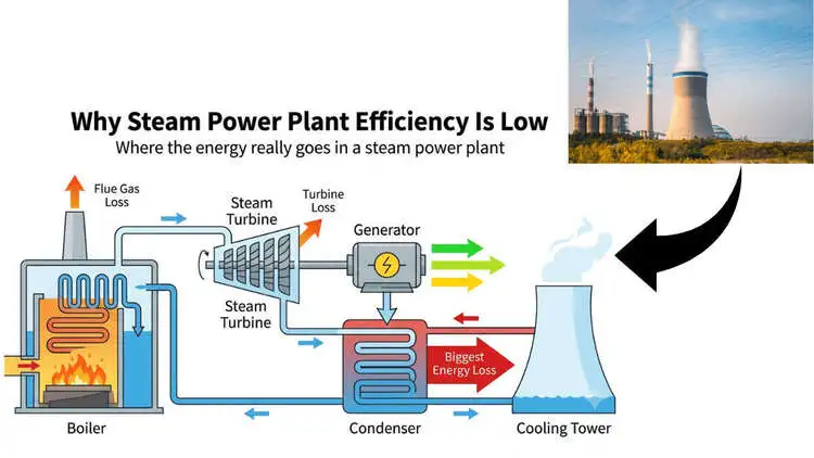 Why Steam Power Plant Efficiency Is Low